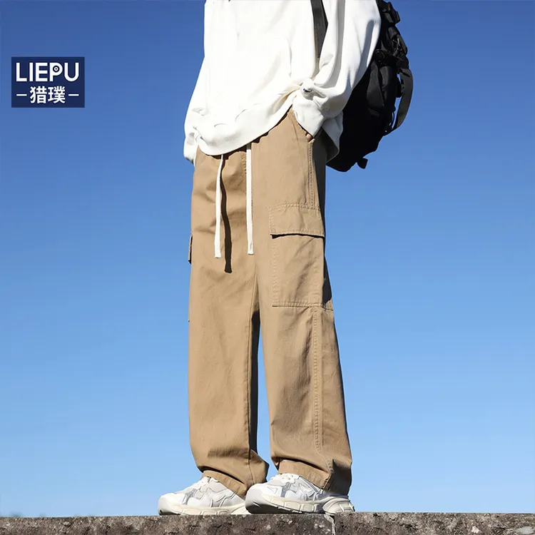 猎璞直筒休闲裤男士潮流宽松工装冲锋裤2025新款长裤夏季纯棉裤子