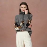 Fabrique Halsey 秋冬手绣流苏绵羊毛桑蚕丝学院风菱格针织毛衣