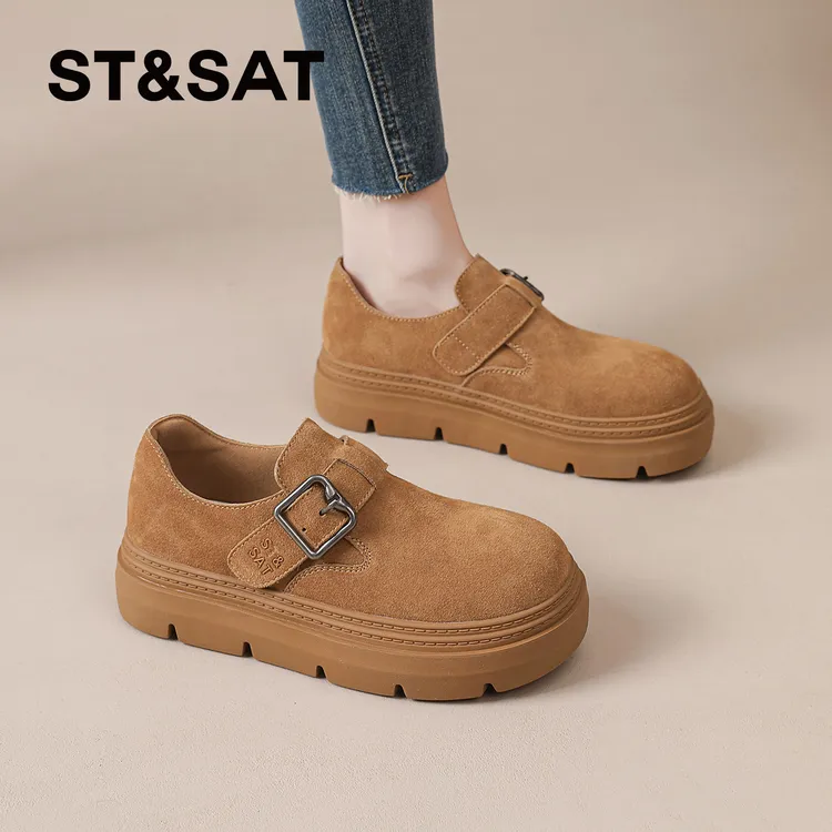 星期六勃肯鞋女2025秋冬季爆款棕色女鞋厚底休闲松糕鞋加绒棉鞋爆
