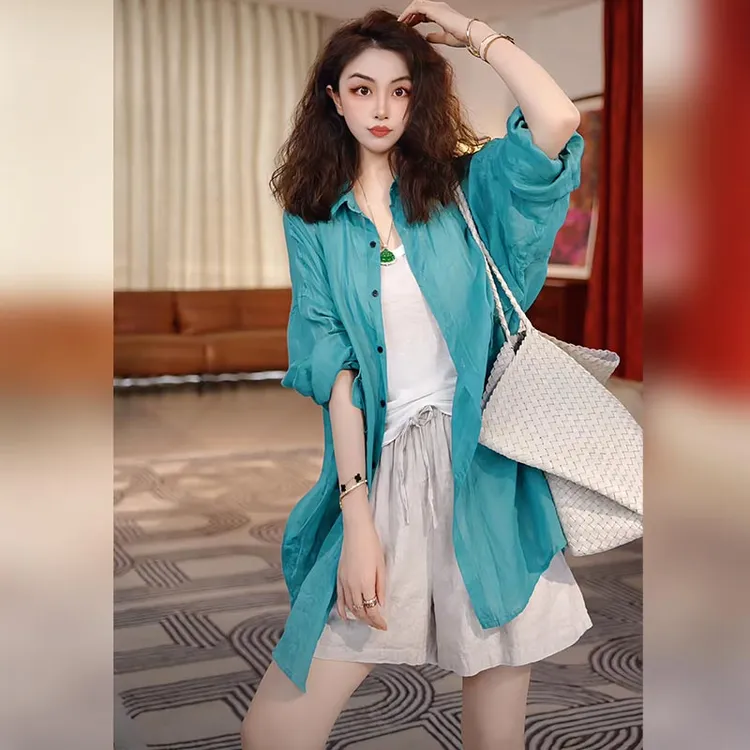 Linda姐高端线【欧若风】新款气质休闲苎麻上衣衬衫AS5SCS0547