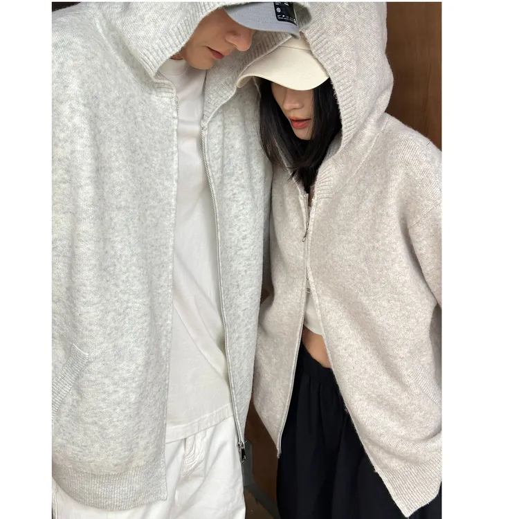 【宋松专属】美式复古开衫毛衣男连帽针织衫秋季老钱风休闲情侣外套