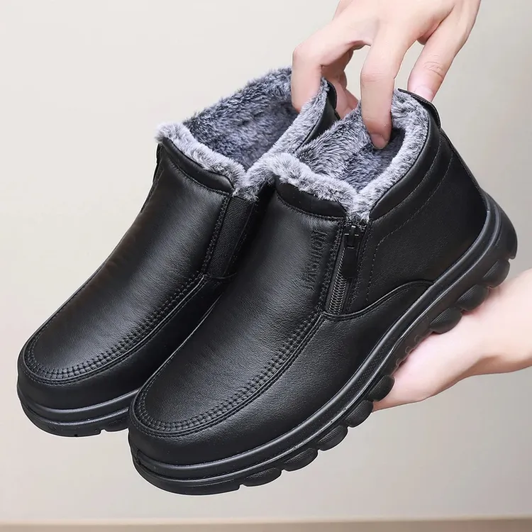 冬季老北京布鞋棉鞋加绒加厚男士保暖防滑中老年防水老人爸爸软底