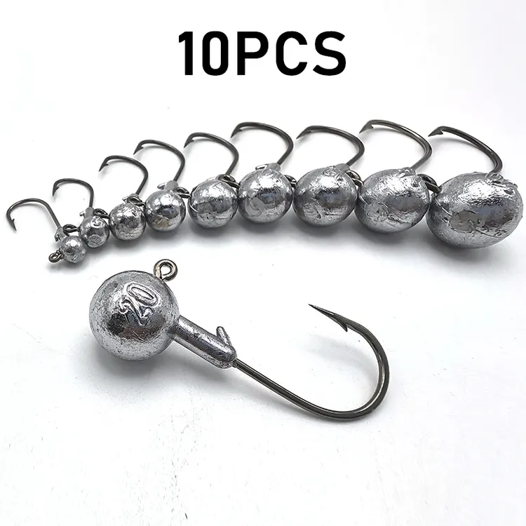 10只装1g2g3.5g5g7g10g14g足克原色打扁4倍加强路亚铅头钩尖锋利