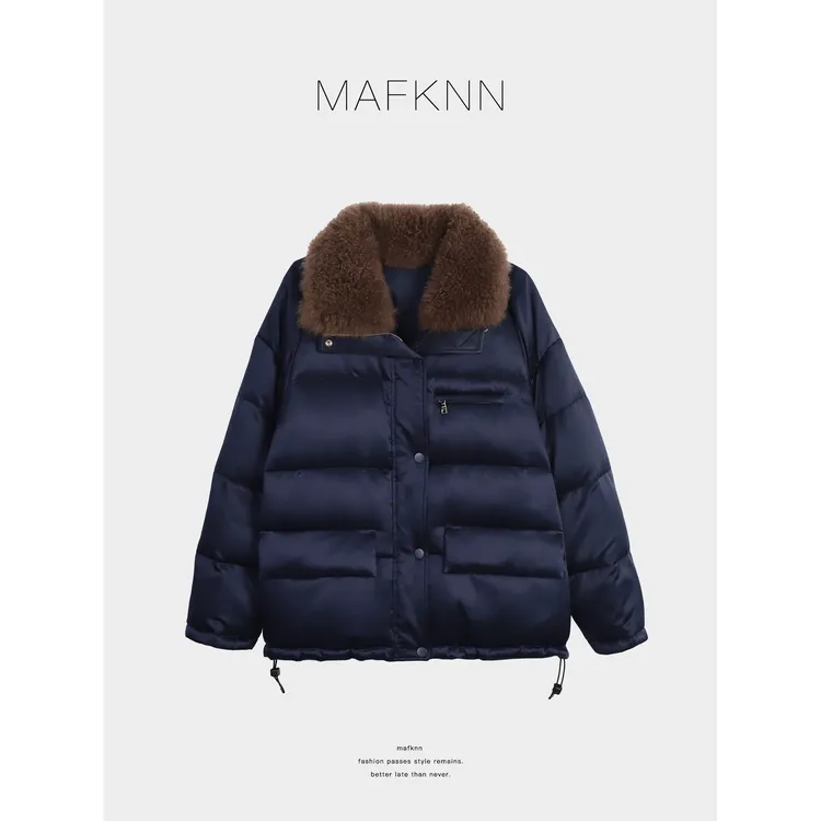 MAFKNN/玛肯时尚休闲简约纯色百搭冬季90白鹅绒羽绒服MK13821