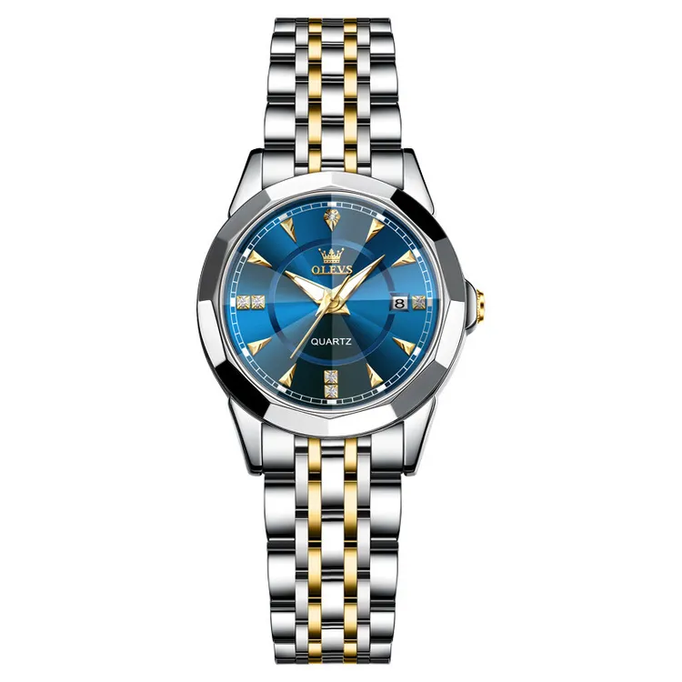 欧利时钢带女士手表双日历防水商务休闲石英表时尚夜光气质镶钻