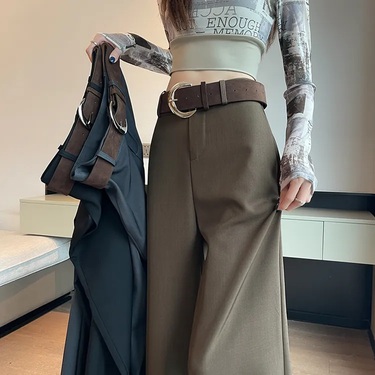 高级感西装裤女秋冬季2025新款高腰垂感宽松显瘦休闲拖地阔腿裤子