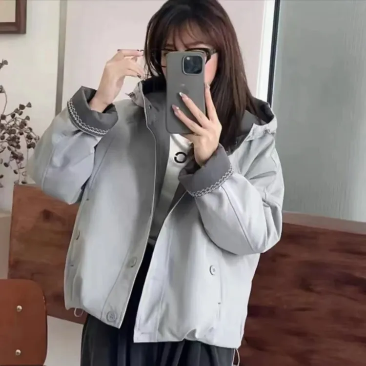 连帽短款棉衣棉服女秋冬新款韩版宽松显瘦上衣休闲刺绣加棉外套潮