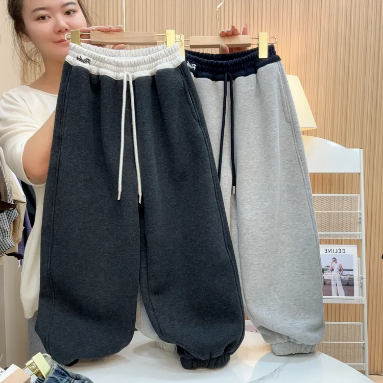 【加绒】2025新款加绒加厚糯米裤慵懒风休闲裤厚款纯色00392