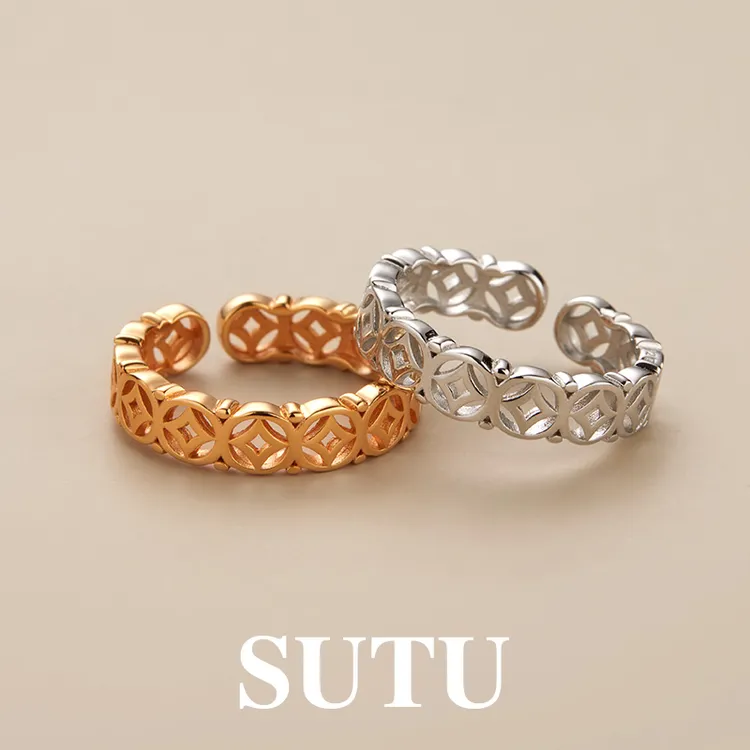 925银戒指 钱多多小铜钱食指戒简约时尚小众设计高级感指环女