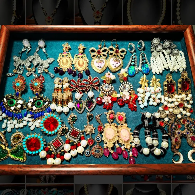 铜合金珐琅耳饰 铜合金珐琅高级感小众设计感复古百搭耳饰