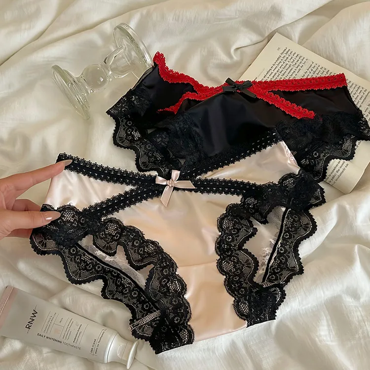 轻氧蕾丝~法式缎面性感内裤低腰宫廷风蕾丝纯欲少女三角内裤