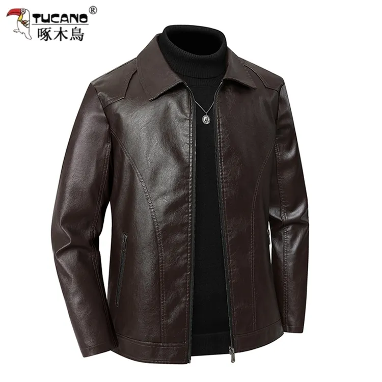 TUCANO/啄木鳥2025秋季新款男装皮夹克翻领韩版皮衣外套男上衣