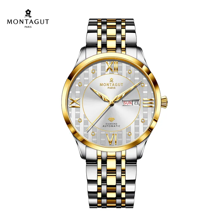 法国梦特娇八星报喜24K手表含金真钻机械男表经典商务间金男款dg