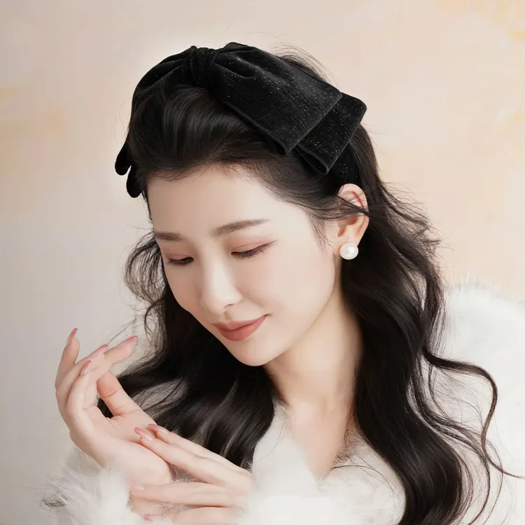 韩版秋冬新款丝绒大蝴蝶结发箍女高级感时尚头箍发卡发饰头饰发夹