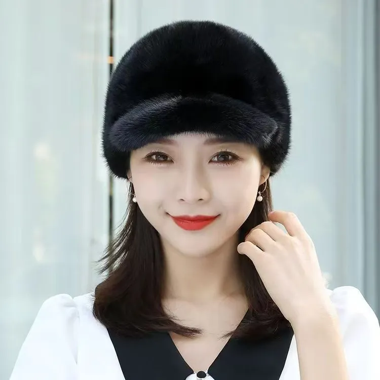 【国哥优选】棒球帽仿水貂毛冬季时尚貂绒帽男女同款韩板百搭加厚