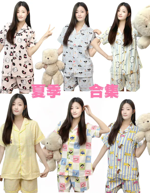 夏季新款2025年云朵棉纱感睡衣女短裤短袖两件套甜美薄款家居外穿