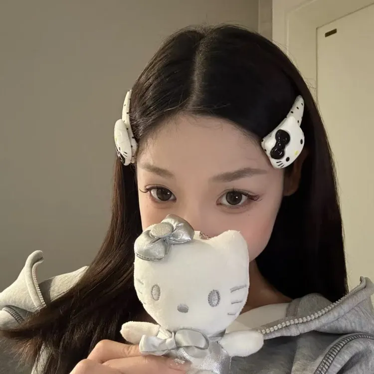 【新儿专属】可爱波点Kitty猫发夹新款边夹少女前额碎发刘海商品图