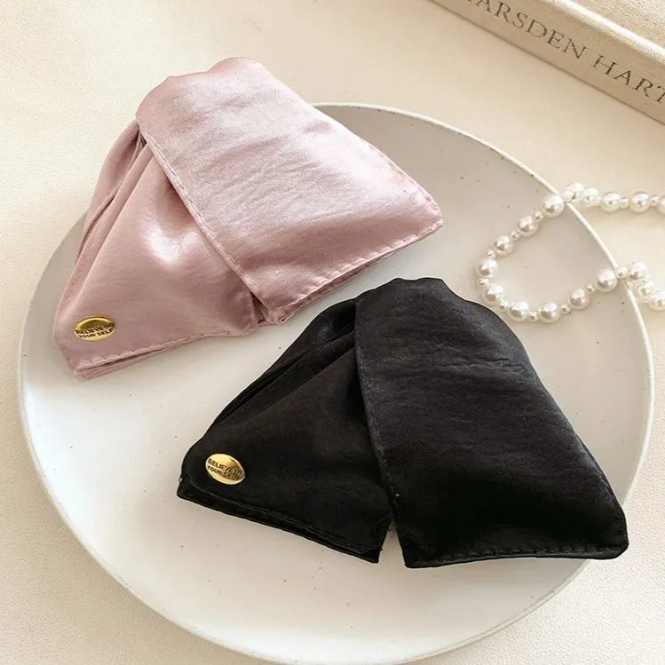 韩系简约黑色缎面三角抓夹女高级感百搭夹子头饰大号后脑勺鲨鱼夹