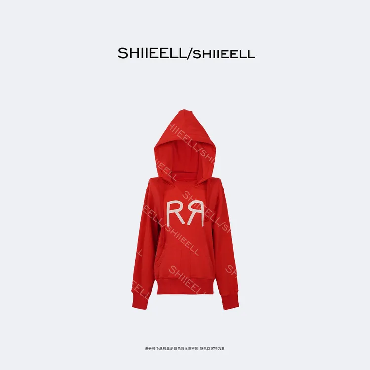 SHIIEELL【旧日红】宽松连帽卫衣女百搭加厚潮流印花气质卫衣Z6529