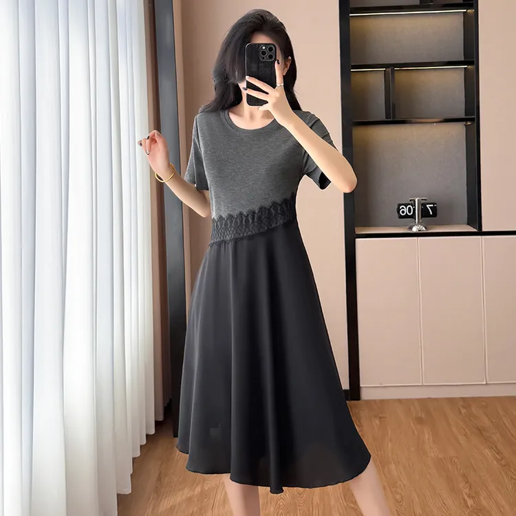 夏季新款连衣裙胖妹妹宽松显瘦遮肚子时尚减龄大码女装中长款裙子