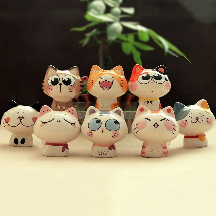 陶瓷小猫咪摆件治愈系家居办公室摆件可爱少女桌面生日礼物
