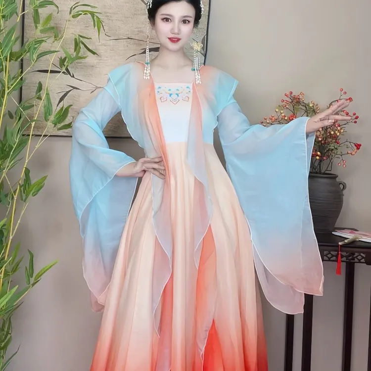 夏辉古典舞舞蹈古风纱衣连衣裙女儿情同款飘逸仙气演出服身韵练功