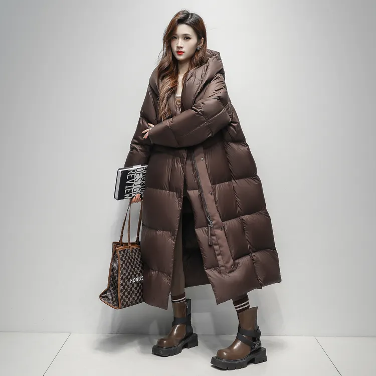 潮牌长款泡芙羽绒服女2025冬季新款百搭休闲柔软型保暖防寒厚外套