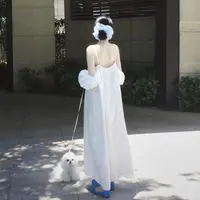 法式温柔风白色吊带连衣裙子女2025夏季宽松显瘦夏日绝美长裙4680
