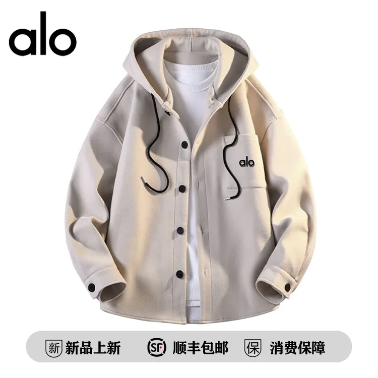 【官方奥特莱斯】alo潮牌 外套男高级连帽大衣冬季新款男士青年夹克