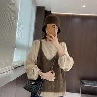 IMFLY金小金自制女装 两件套上衣DYW9776韩版T恤+针织马甲两件套