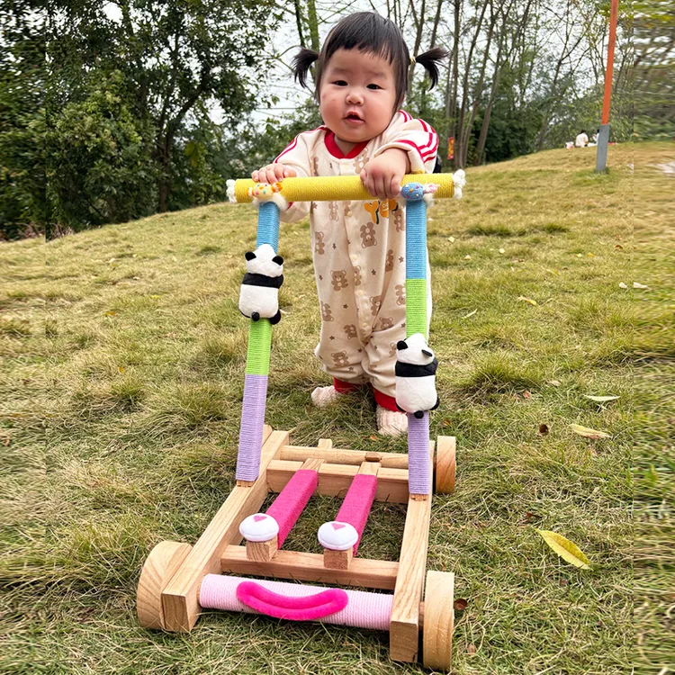 安全手推学步车宝宝推推乐玩具广西实木1-3岁防o型腿木加工学走路
