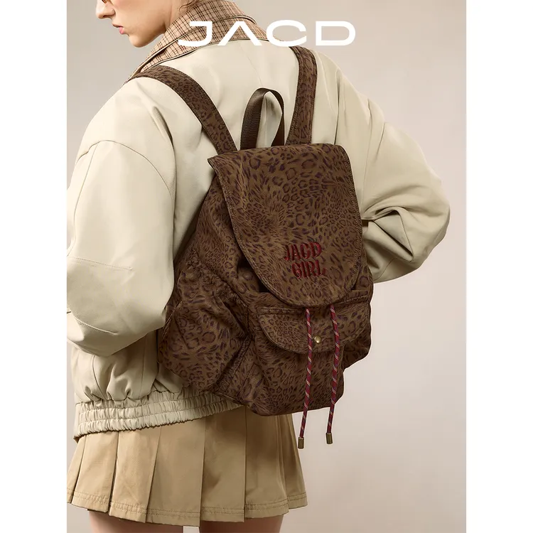 JACD【游牧荒野】复古豹纹双肩包男女2025新款秋冬大容量轻便背包