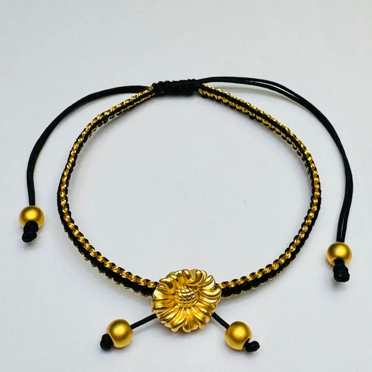 139#足金999 太阳花手绳 手工编织