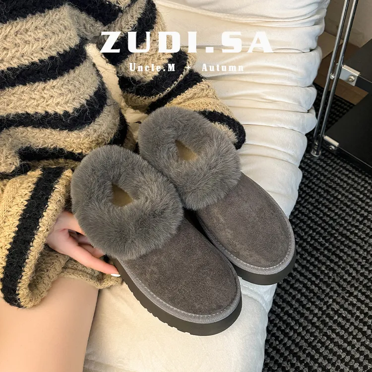 厚底灰色雪地靴女款2025新款爆款冬季毛毛鞋加绒加厚保暖百搭棉鞋