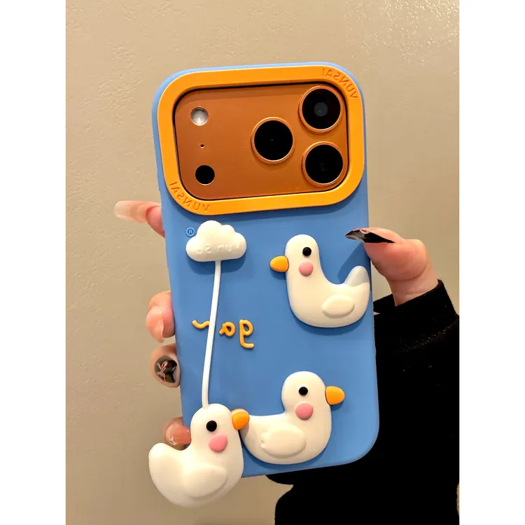适用苹果iphone17promax硅胶小鸭16pro韩风软壳15防摔14ins手机壳