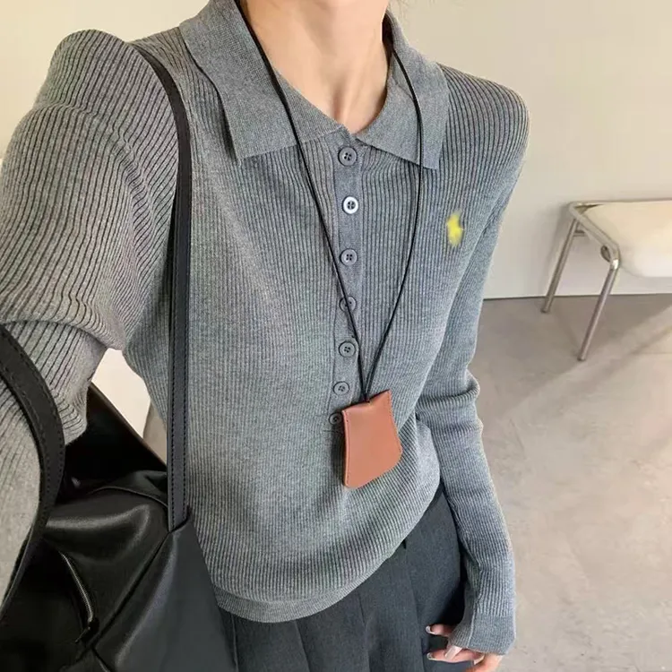 花倾慕2025秋季新款翻领洋气针织衫老钱风显瘦打底毛衣女95532
