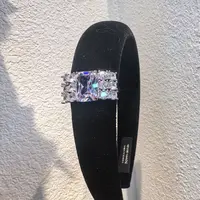 F643黑色方型大颗闪闪绒绒发箍