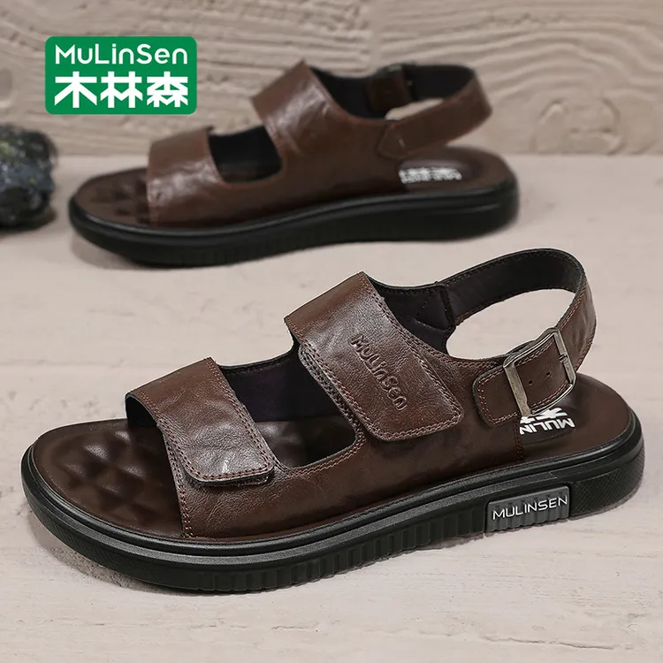 木林森越南凉鞋男款不臭脚防滑开车两用皮凉拖男士夏季外穿沙滩鞋