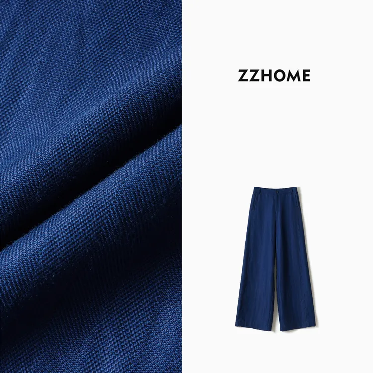 ZOZO HOME | 腿精系列普鲁士蓝双色织天丝亚麻裤q174208p
