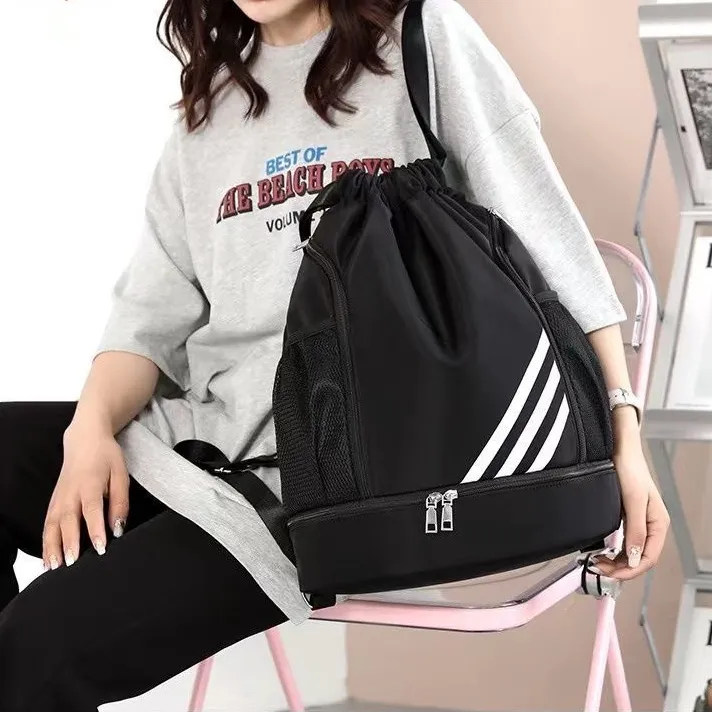 运动健身双肩包男女抽绳包束口袋轻便休闲篮球背包包旅行包户外