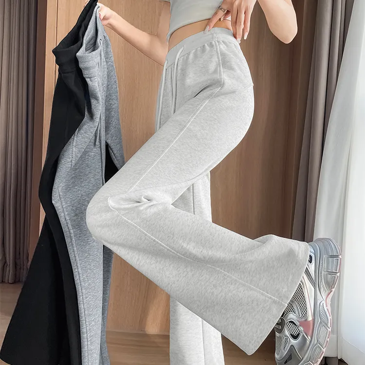 微喇叭裤子女2025新款春夏季垂坠感高腰显瘦阔腿运动休闲喇叭裤