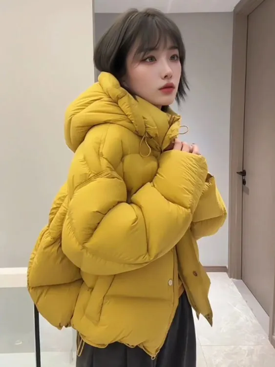 羽绒服女连帽短款2025冬季新款保暖外套时尚百搭加厚女士网红