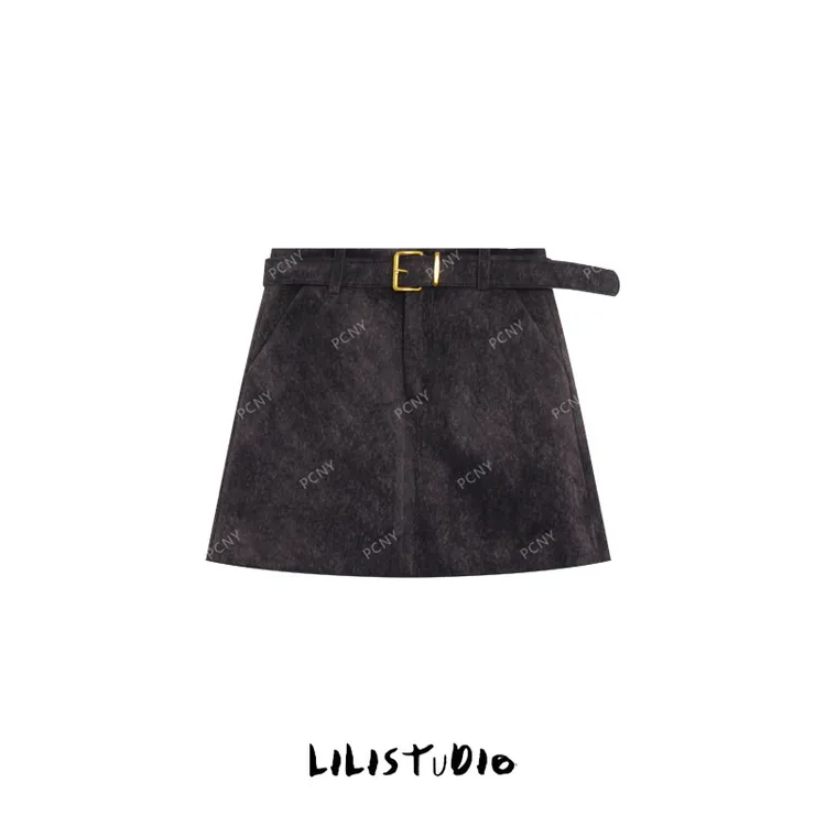 PCNY丨不理理「暖感绒面」复古绒感修身气质显瘦半身裙女