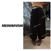 【Mei Xin】抽绳松紧腰灯芯绒设计阔腿裤/5610/D