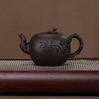 宜兴原矿紫砂壶 原矿天青泥 朱可心款松鼠葡萄