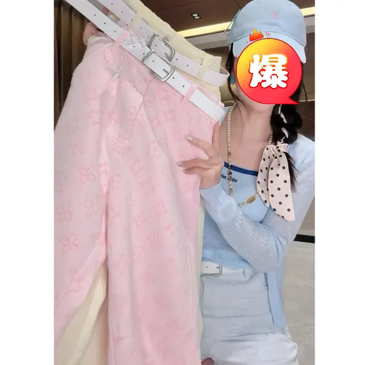 Aimeerosa/艾洛莎牛仔裤女八分夏季新款爆款刺绣糖果色薄款奶奶裤