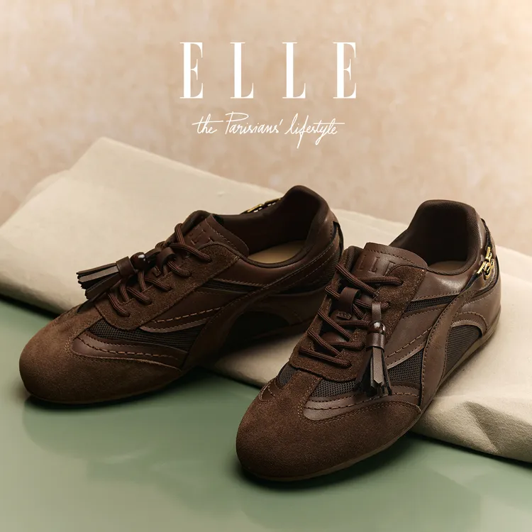 ELLE内增高流苏德训鞋女2025新款透气百搭运动休闲鞋户外阿甘鞋子
