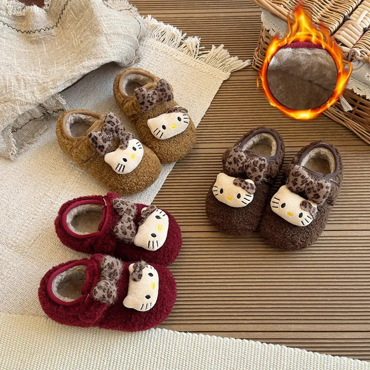 2025冬季新款韩版棉鞋宝宝女童圆头软底魔术贴防滑勃肯棉鞋毛毛鞋