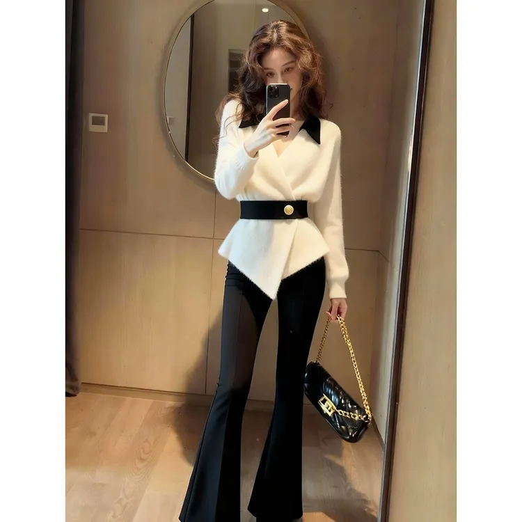 毛衣女款2025新款独特超好看气质名媛收腰小香风白色针织外套秋冬