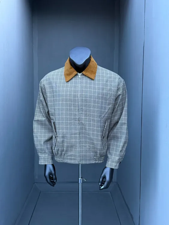 91studios 千鸟格外套男秋季灯芯绒领美式哈灵顿夹克优雅老钱上衣